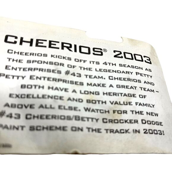 Cheerios Nascar Diecast Car 1:64 General Mills 2003 #43 Petty Enterprises Promo - Picture 7 of 14